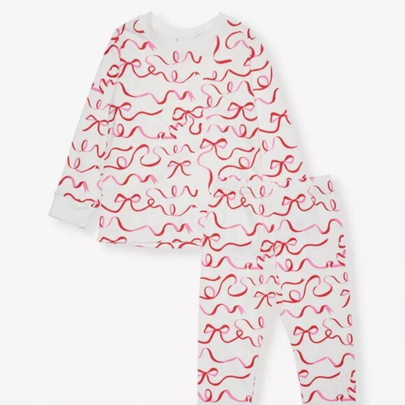 Sleepy Doe Girl's Size 7-8 Bow Print Cotton Jersey Pajama Set - Picture 1 of 14